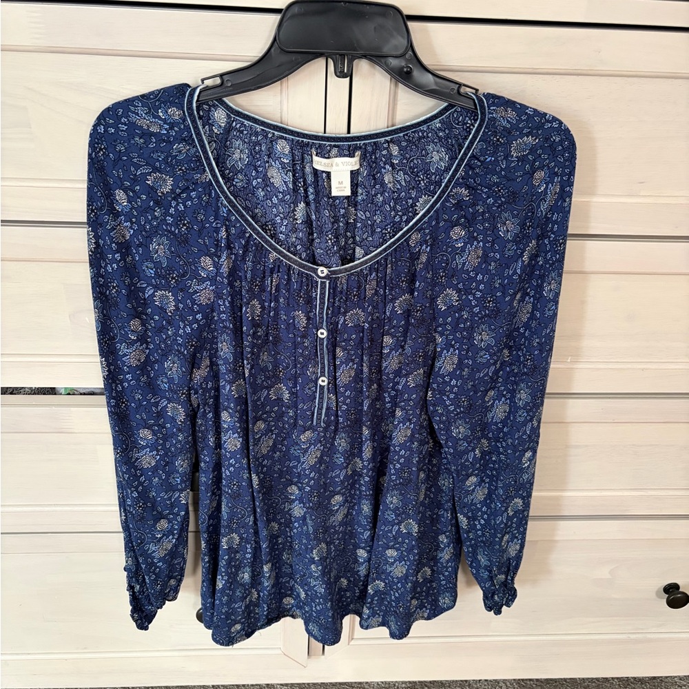 Chelsea & Violet Navy Floral Blouse